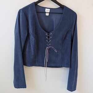 Frederick's of Hollywood Faux Suede Renaissance Coquet Milk Maid Lace Up Top